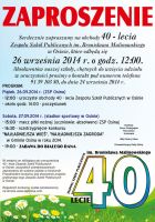 Zaproszenie - 40 lecie ZSP w&nbsp;Osinie
