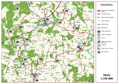 Miejsca postojowe w miejscowościach Osina i Bodzęcin na szlaku rowerowym Równina Nowogardzka
