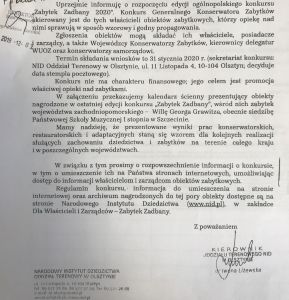 Konkurs - Zabytek Zadbany 2020