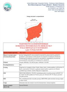 OSTRZEŻENIE METEOROLOGICZNE