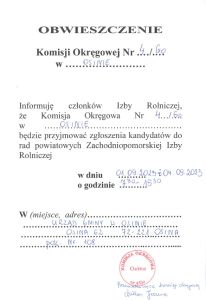 2023 08 28 wybory izb rolniczych obwieszczenie
