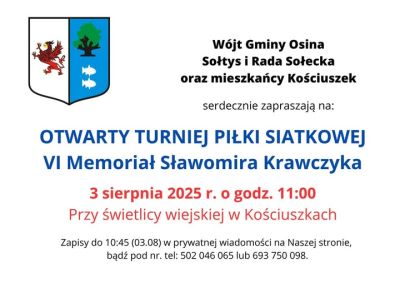 Zapraszamy do Kościuszek na VI Memoriał im. Sławomira Krawczyka