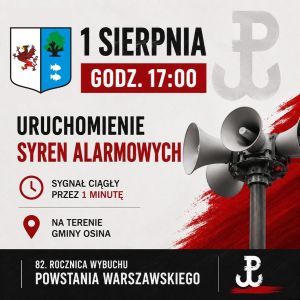 1 sierpnia o&nbsp;godzinie 17:00 uruchomione zostaną syreny alarmowe!