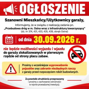 Przebudowa dróg w&nbsp;m. Osina