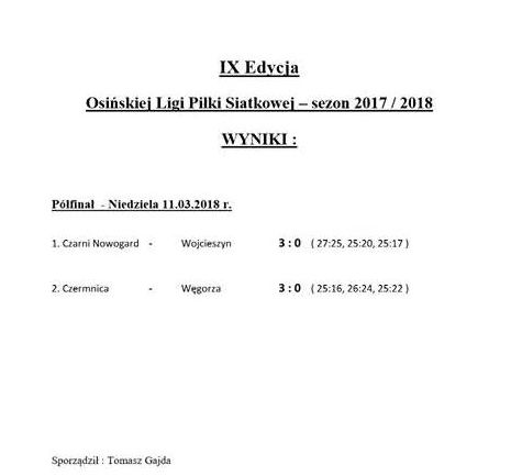 Osińska Liga Piłki Siatkowej - IX Edycja